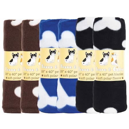 Monarch Brands Pet Blankets, 6PK PNP-PB-28X40-BONE